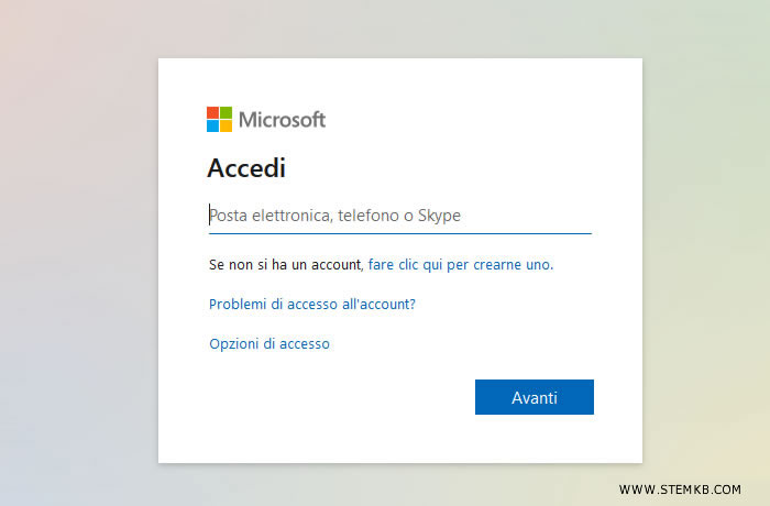 digita lo username e la password
