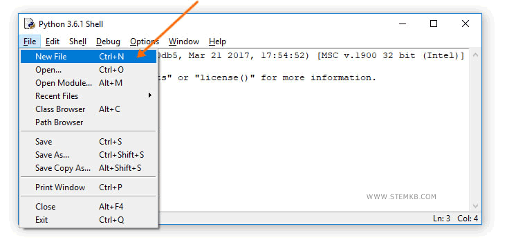 Seleziona la voce NEW FILE