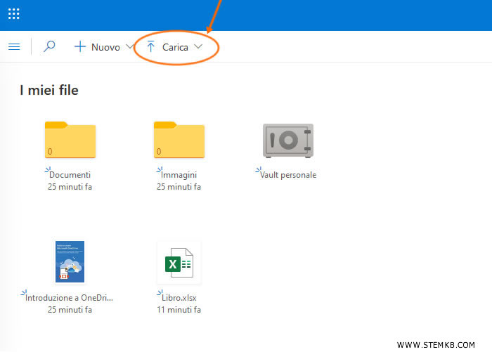 come caricare un file su OneDrive