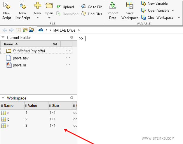 la command window &egrave; pulita