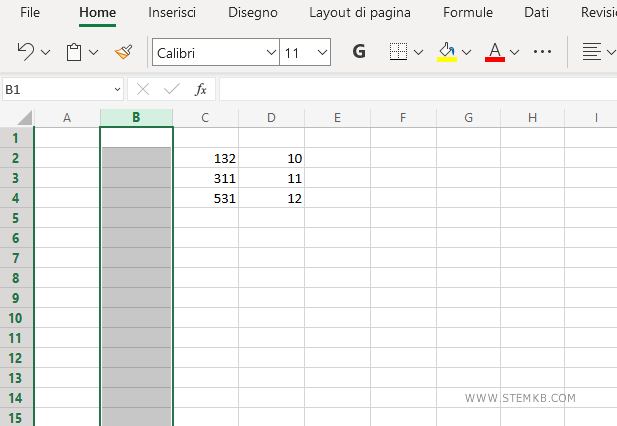 il contenuto della riga  &egrave; cancellato