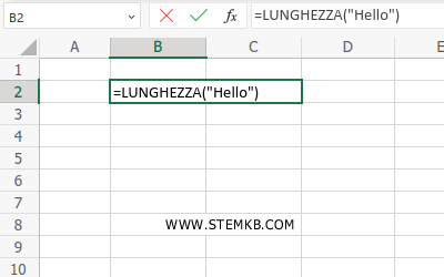 digita =LUNGHEZZA("Hello")