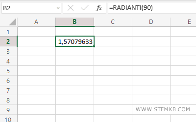 90&deg; gradi sono equivalenti a 1,57 radianti 