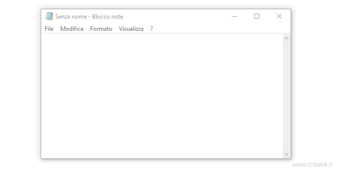 la schermata iniziale del Blocco Note vuota