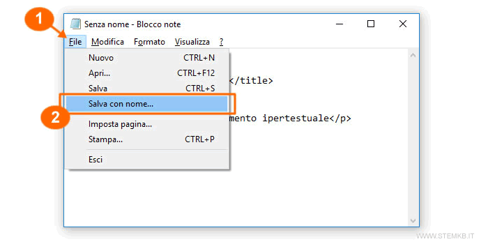 salva il documento ipertestuale