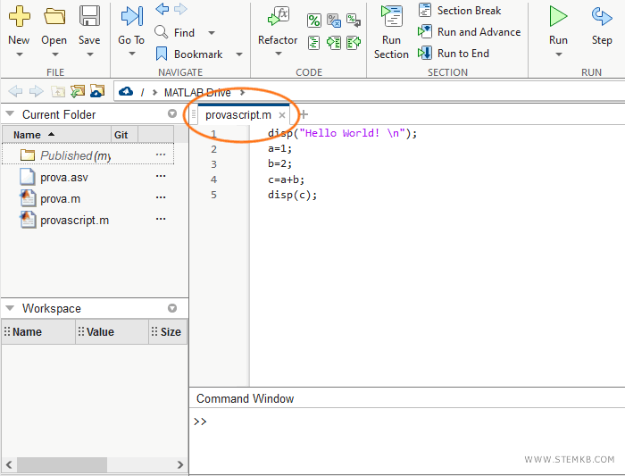 lo script &egrave; un file con estensione .m
