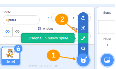 clicca sull'icona per aggiungere uno sprite al progetto