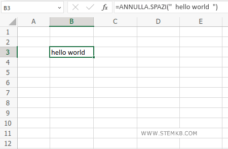 il risultato &egrave; un testo senza spazi bianchi alla fine e all'inizio
