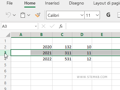 seleziona la riga da cancellare