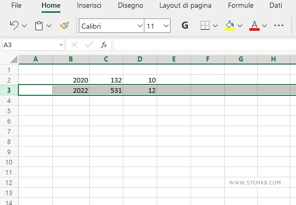 la riga 3 &egrave; stata rimossa