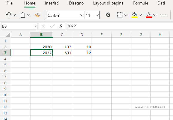 la riga 3 &egrave; stata rimossa
