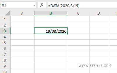 crea una data sul foglio di calcolo