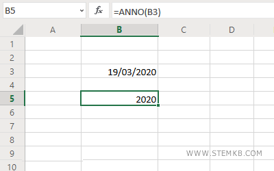 la funzione ANNO() mostra l'anno presente nella data