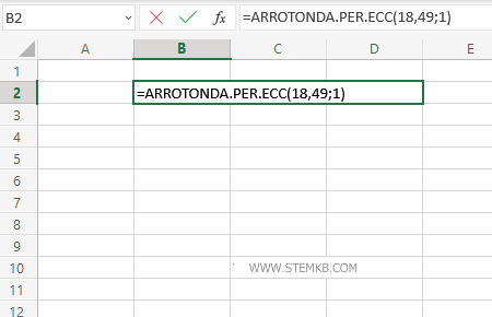 digita =ARROTONDA.PER.ECC(18,49;1)