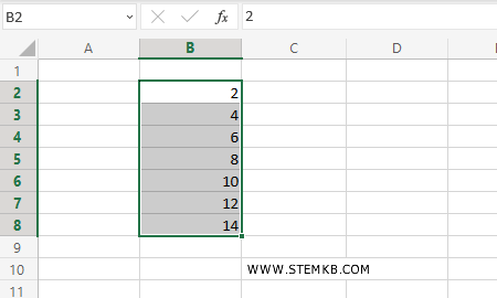 una sequenza di numeri di esempio