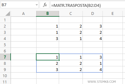 la matrice trasposta
