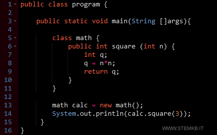 come invocare il metodo della classe