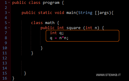 il codice del metodo