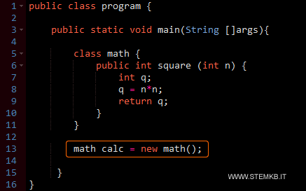 come istanziare un oggetto alla classe