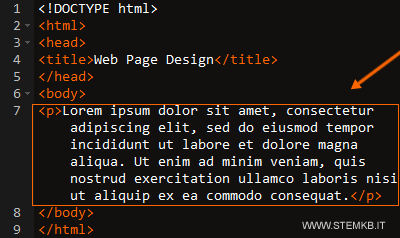 come inserire un paragrafo in HTML