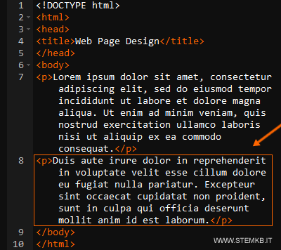 inserisci un secondo paragrafo