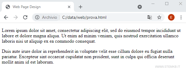 come viene visualizzata la pagina