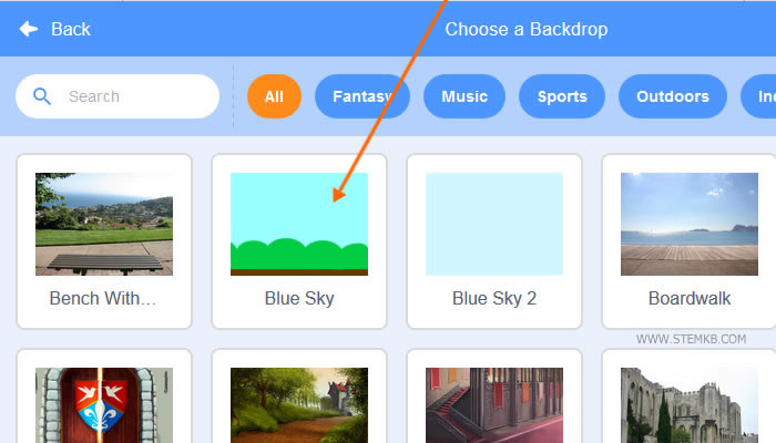 seleziona lo sfondo Blue Sky