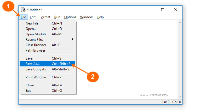 clicca su FILE e su SAVE AS per salvare il programma sul tuo PC