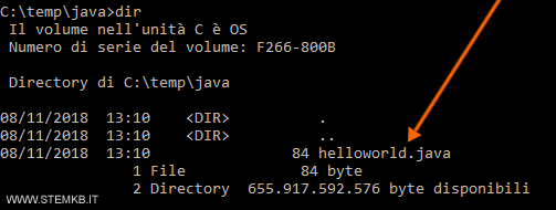 il file sorgente java &egrave; stato salvato