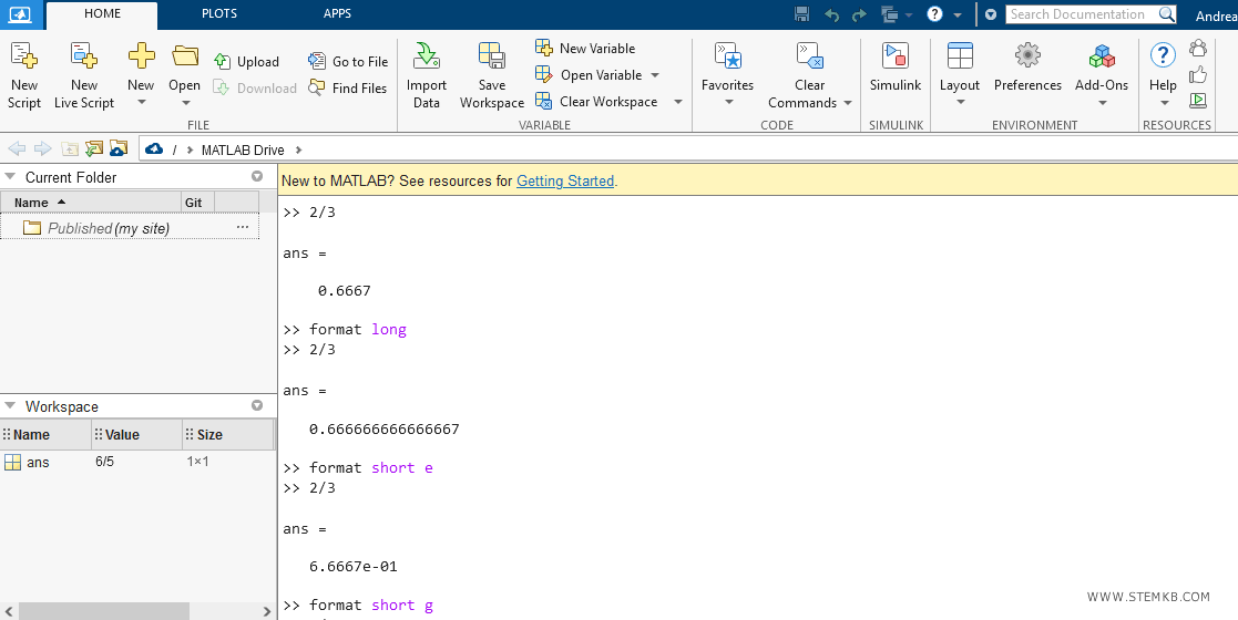 la command windows di Matlab