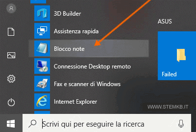 dove si trova il Blocco Note