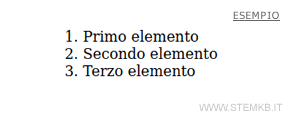 esempio di elenco ordinato