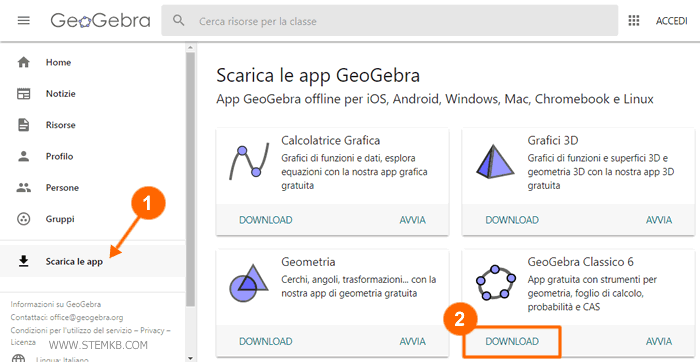 dove scaricare il software Geogebra