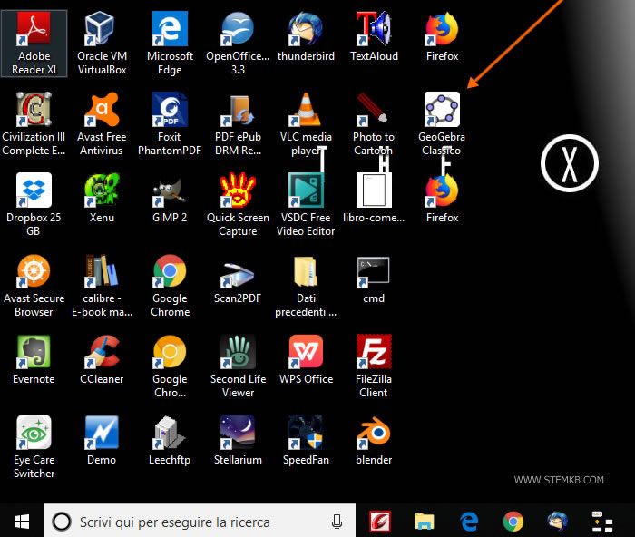 l'icona di Geogebra sul desktop