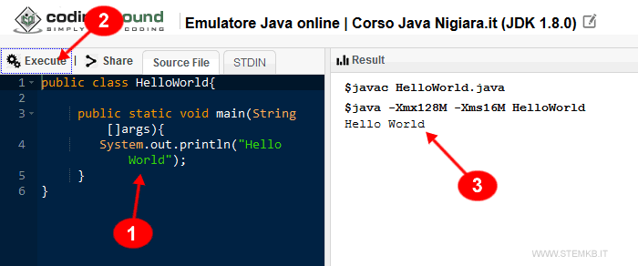 prova a scrivere un programma java online