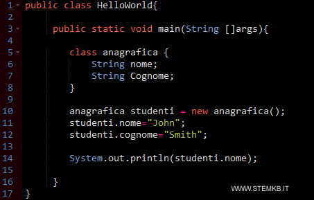 come stampare la propriet&agrave; di una classe