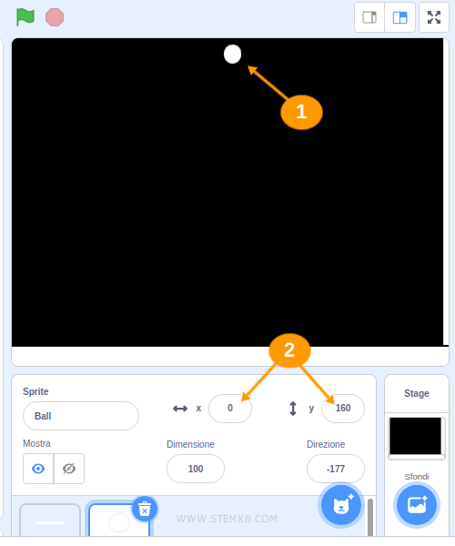 definisci la posizione della palla