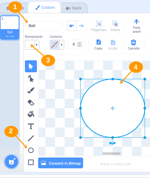 crea lo sprite della palla