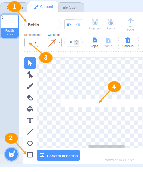 crea lo sprite della palla