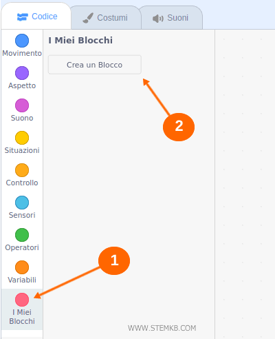 clicca su Crea un blocco