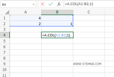 digita =A.COL(A1:B2;1)
