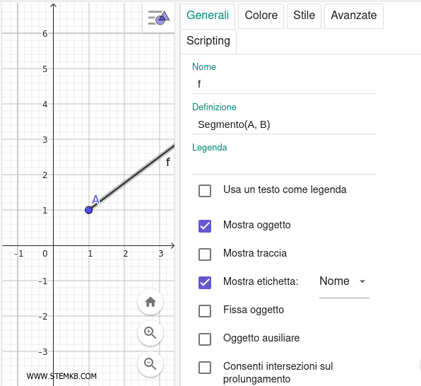 il menu per modificare o personalizzare il segmento