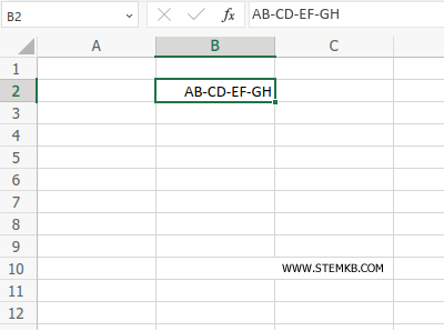 digita un testo nella cella B2 del foglio Excel