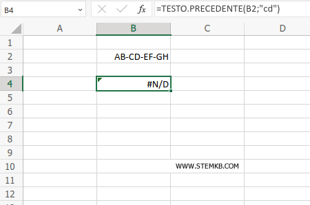 il risultato &egrave; un messaggio di errore