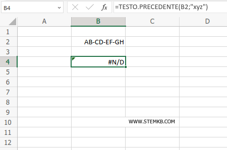 il risultato &egrave; un messaggio di errore
