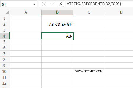 il risultato &egrave; la sottostringa AB