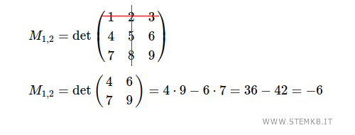 esempio di calcolo del minore M1,2