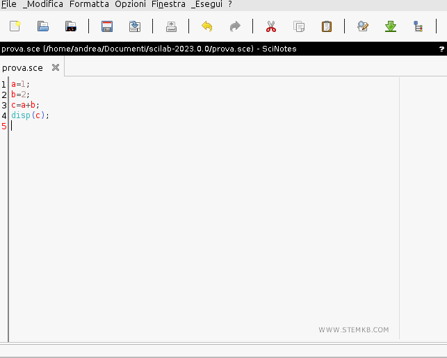 l'editor per scrivere uno script