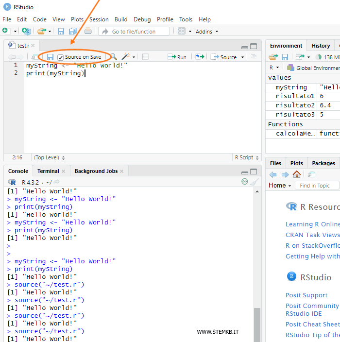 premi sull'icona con il dischetto