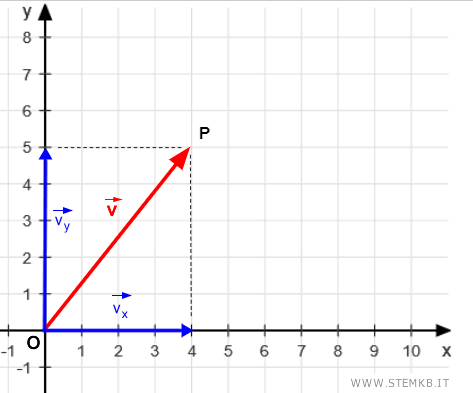 la scomposizione del vettore sugli assi cartesiani